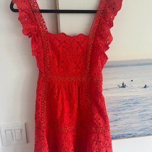 Betsey Johnson Red Embroidered Mini Dress